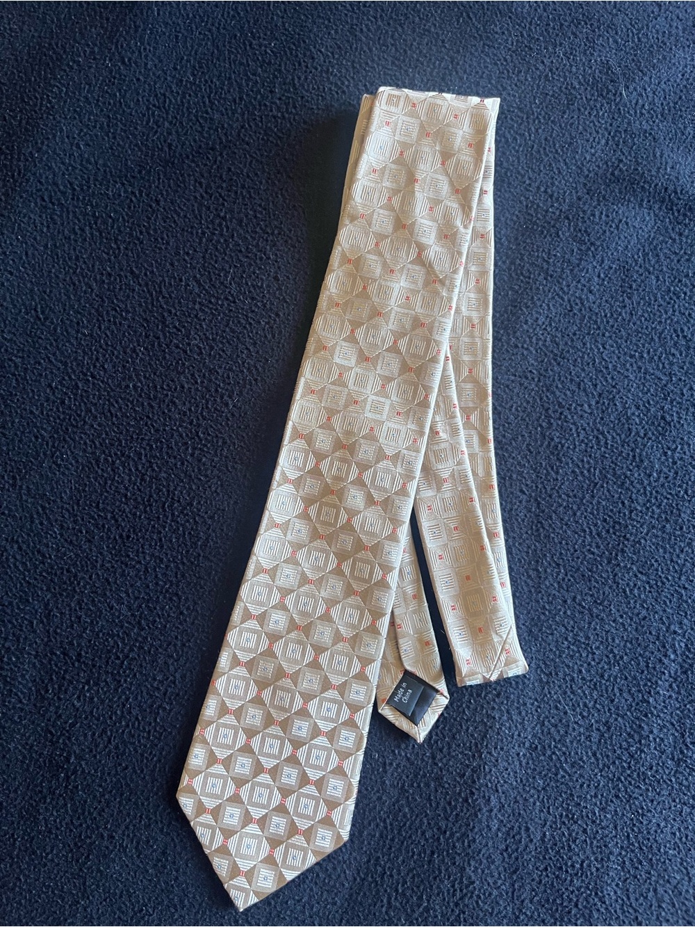 MICHAEL Michael Kors Beige Geometric Silk Tie